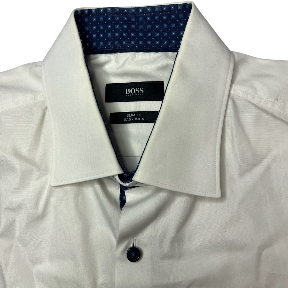 Hugo Boss White Dress Shirt with Navy Contrast - Picture 2 of 10